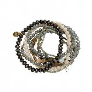 Liza Gray/Black Beaded Bracelet | One Size Stack Jewelry